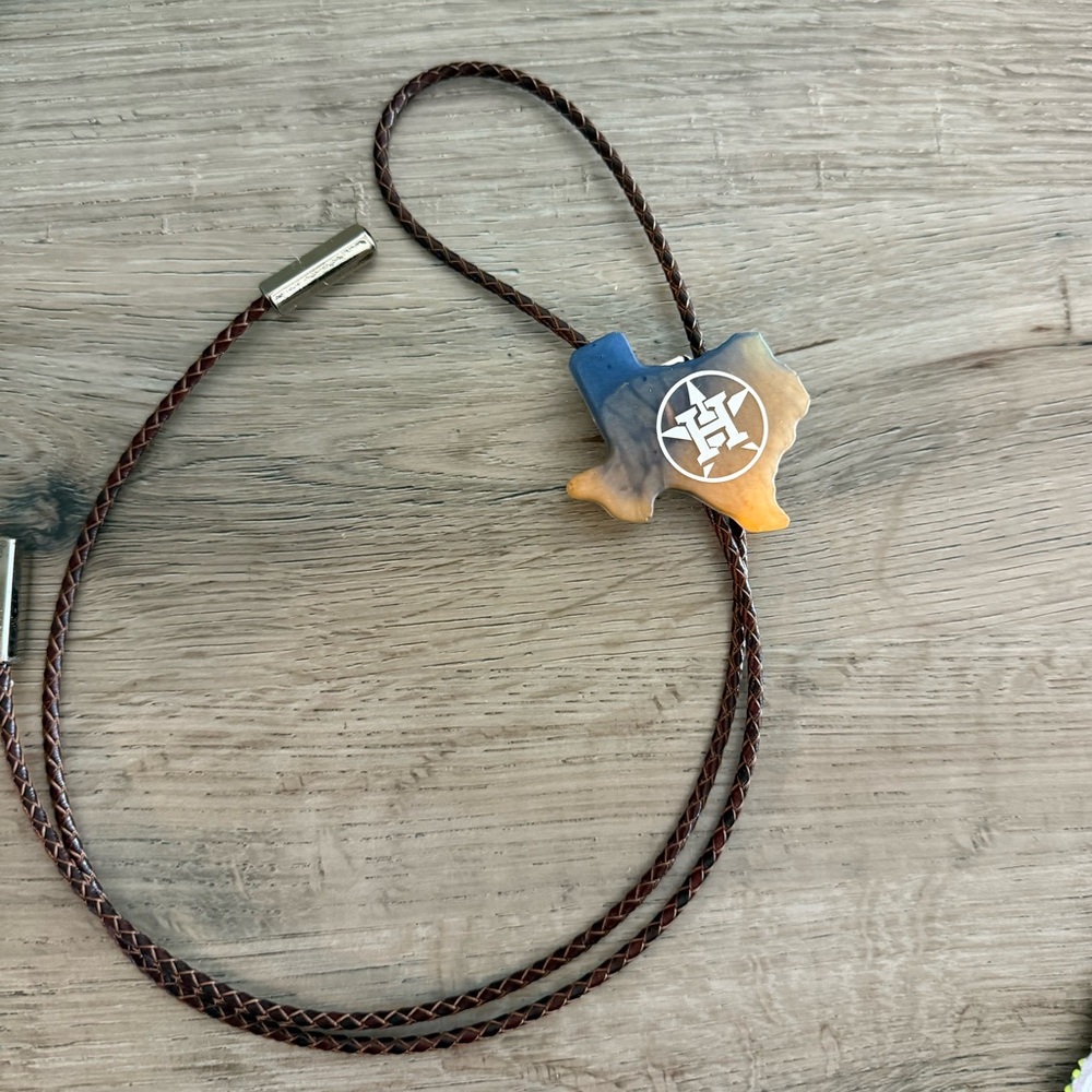 Houston Astros baseball epoxy bolo tie